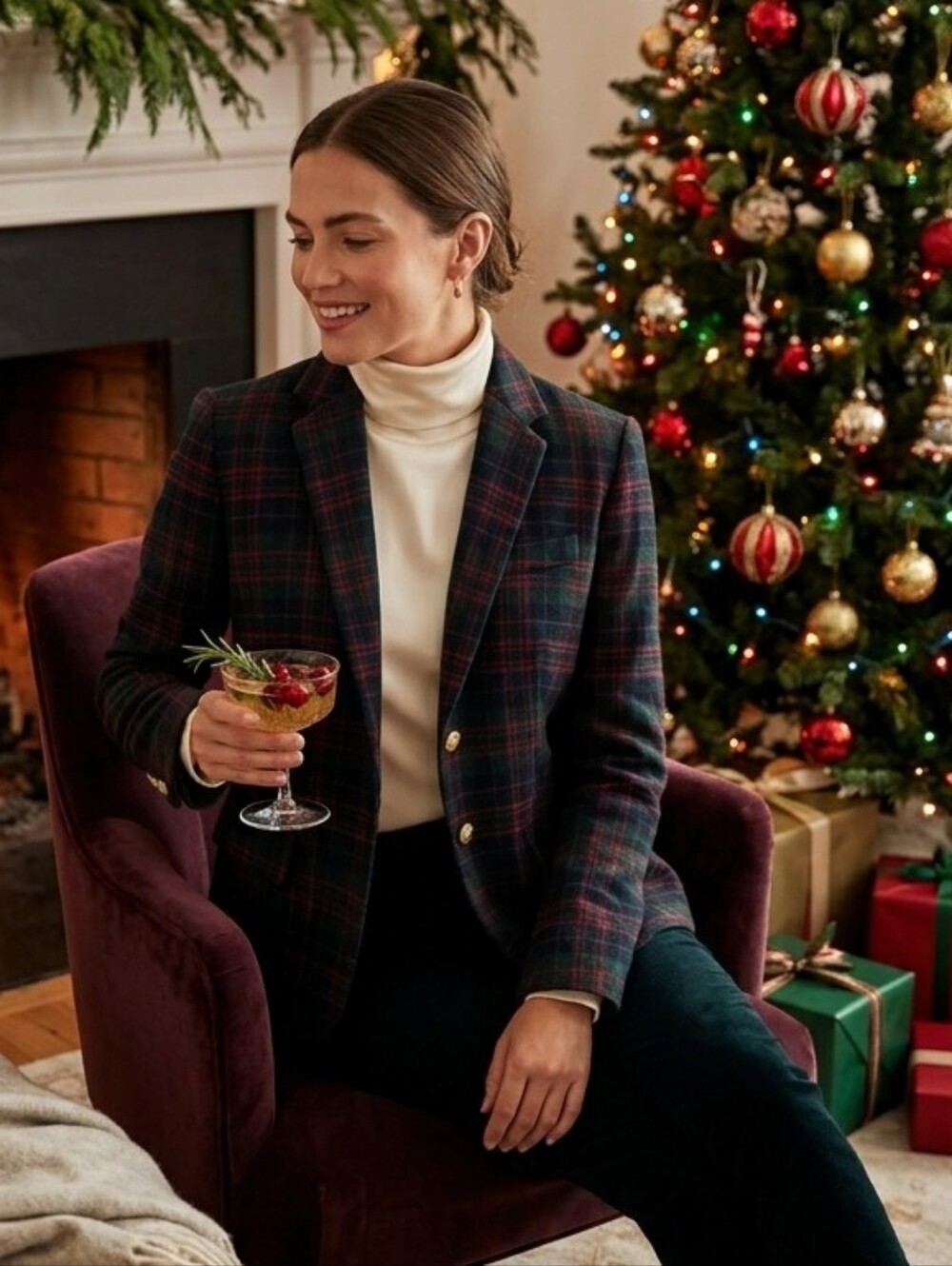J. Crew Green and Red Plaid Blazer